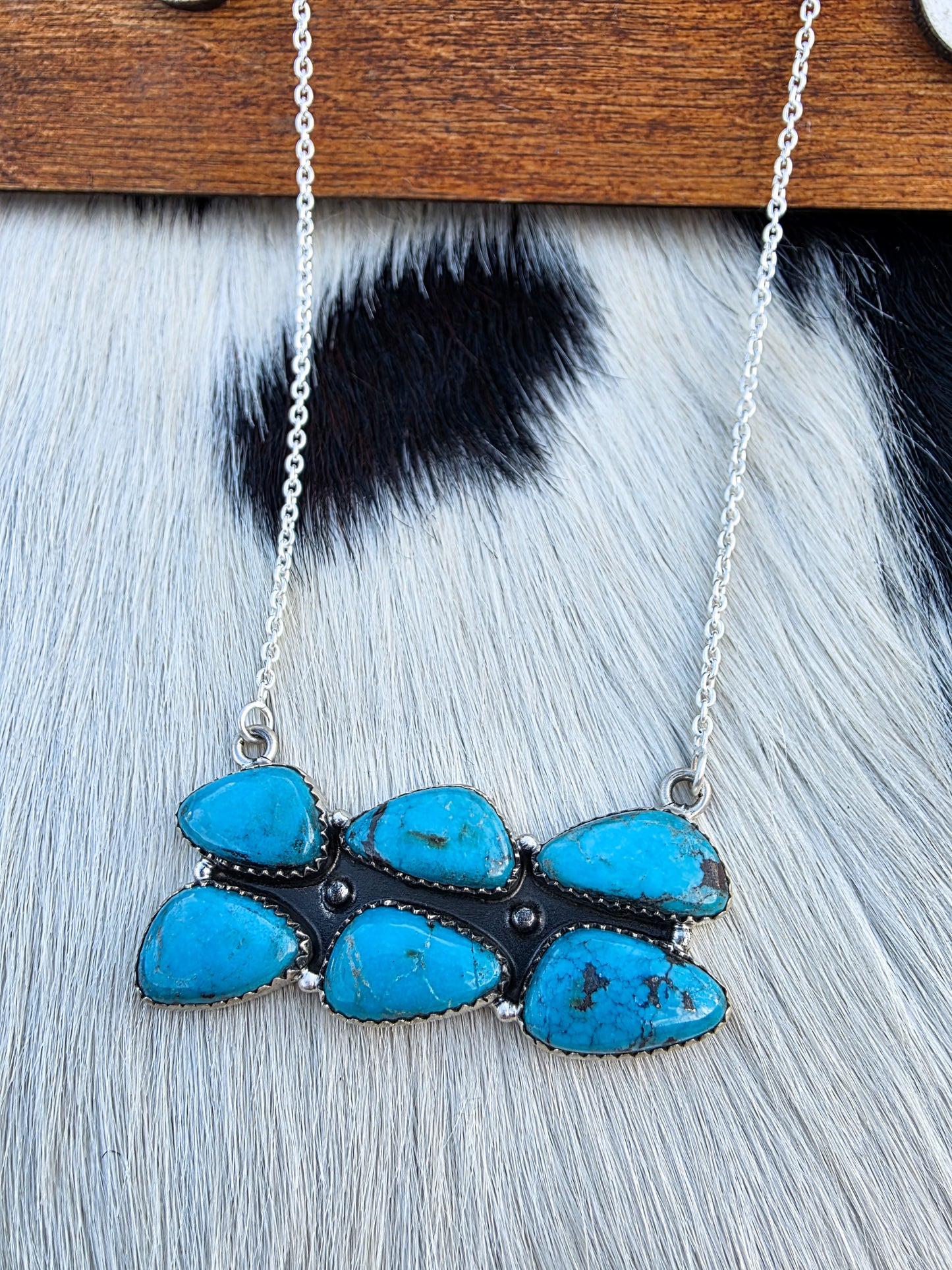 The Sutton Turquoise Cluster Bar Necklace