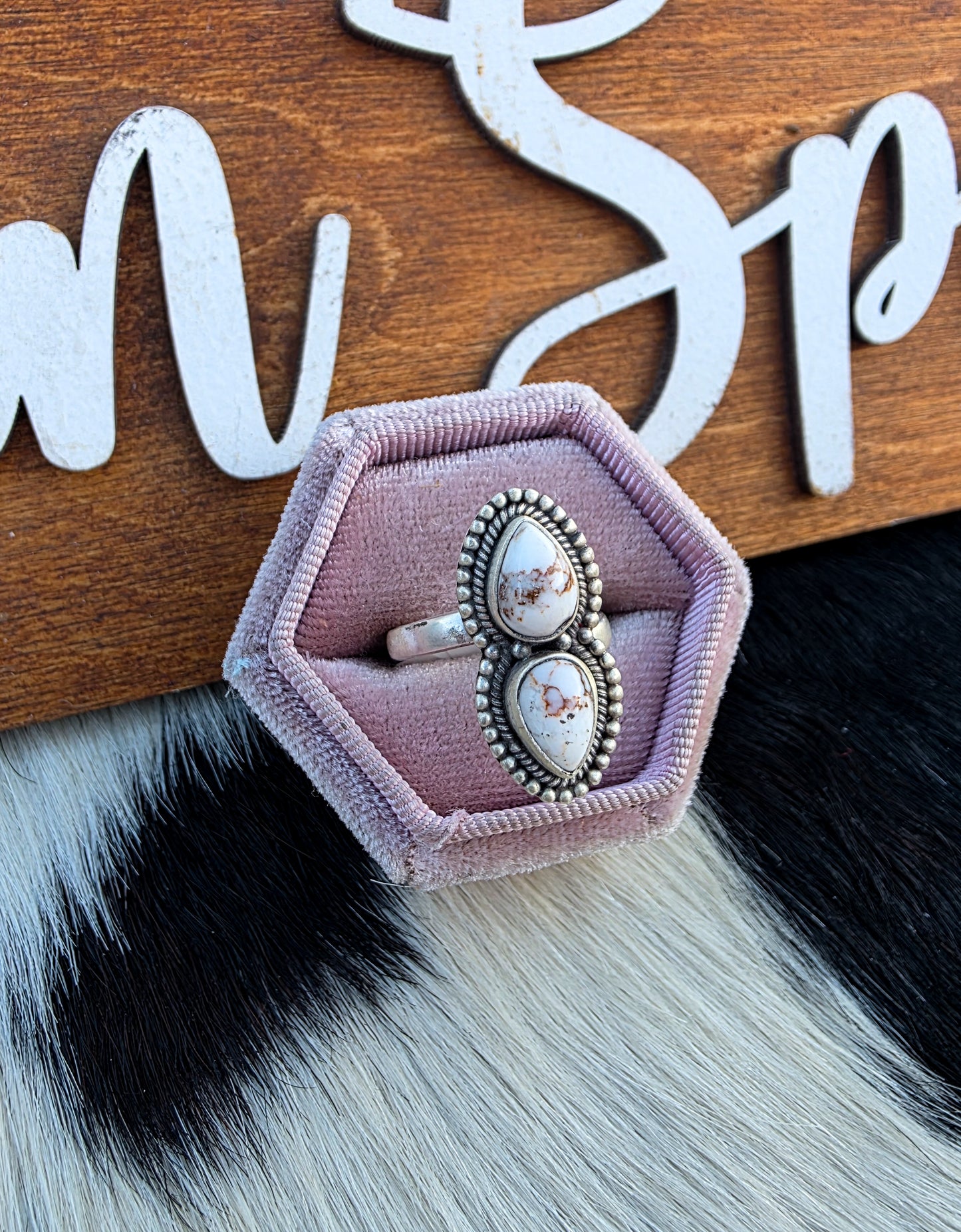 The Dakota Wild Horse Double Stone Adjustable Ring