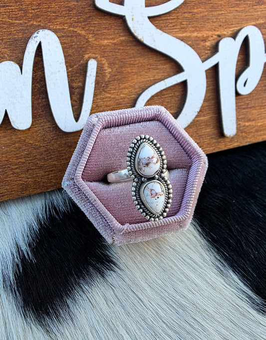 The Dakota Wild Horse Double Stone Adjustable Ring