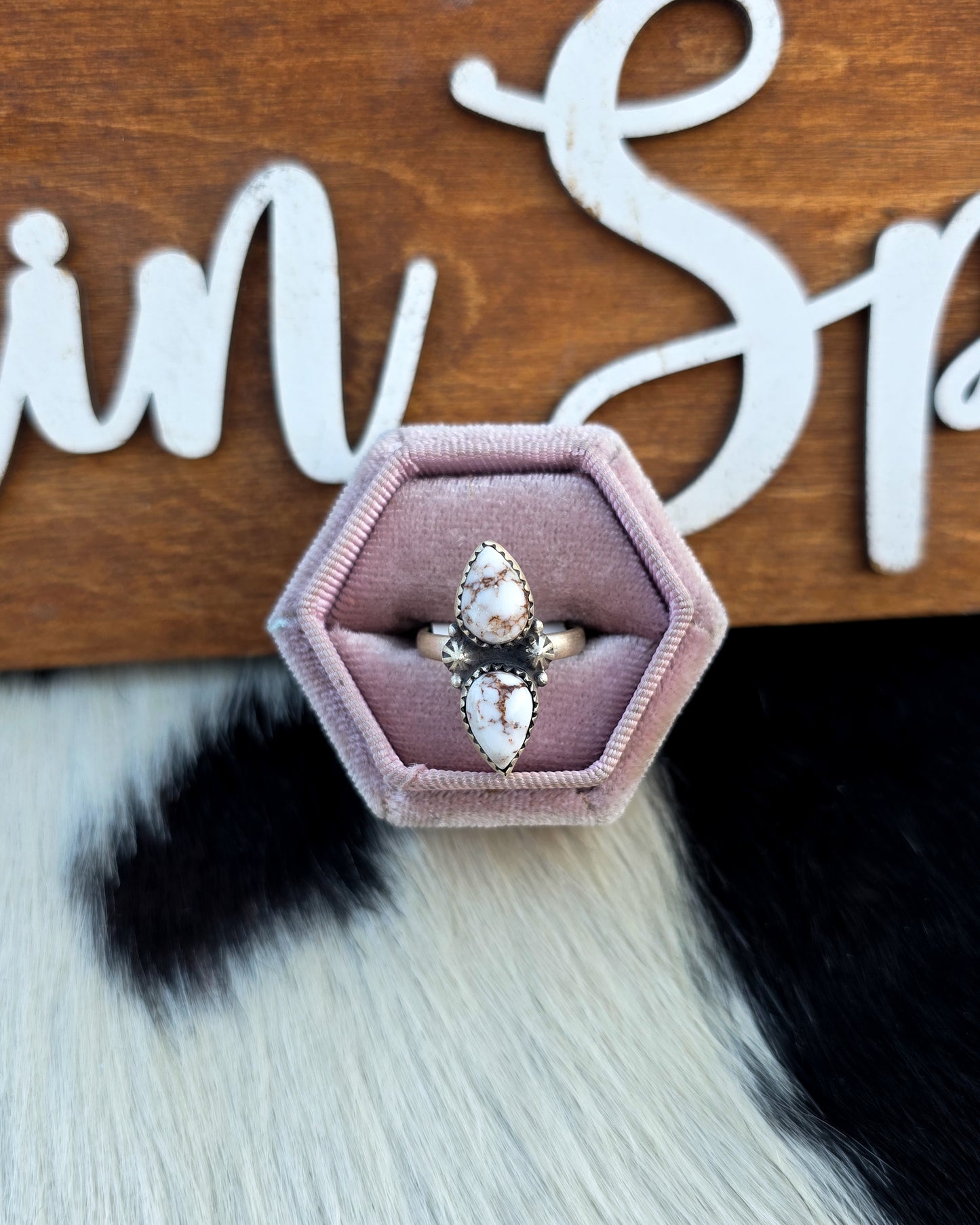 The Utah Wild Horse Double Stone Adjustable Ring