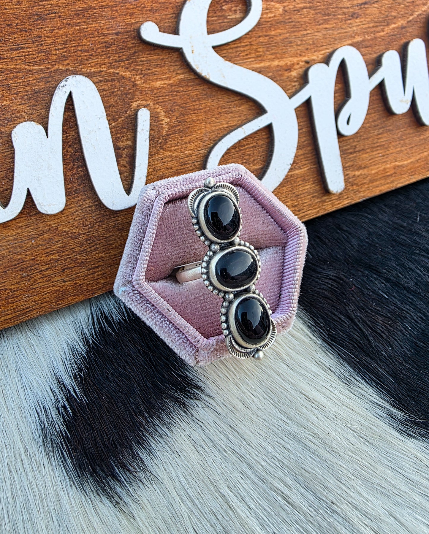 The Lennox Onyx Adjustable Ring