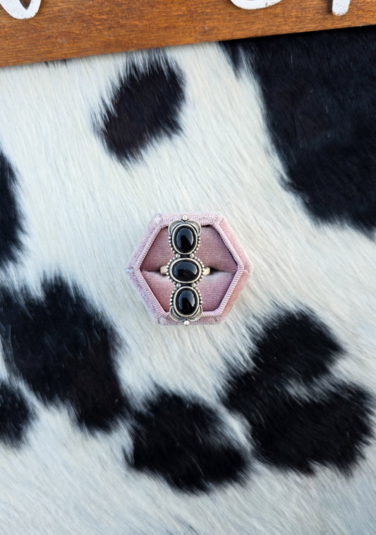 The Lennox Onyx Adjustable Ring