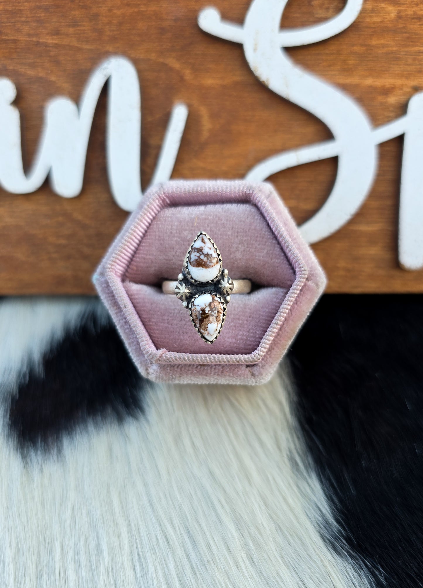 The Utah Wild Horse Double Stone Adjustable Ring
