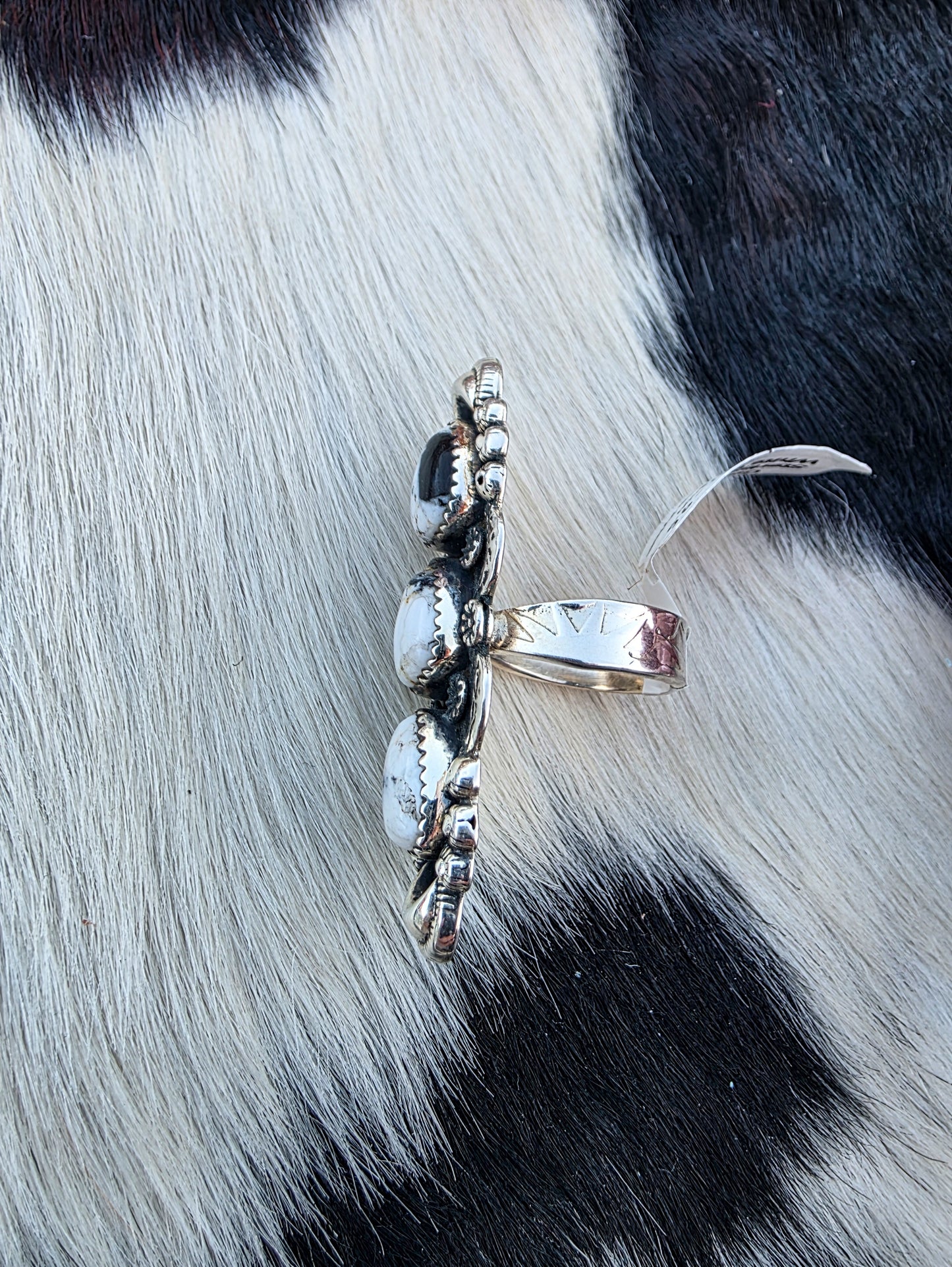 The Montana White Buffalo Triple Stone Adjustable Ring