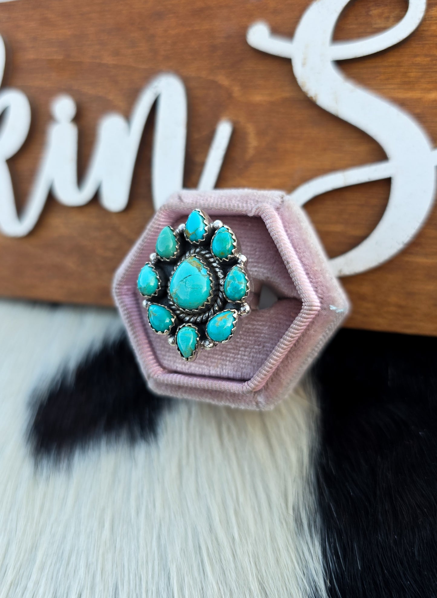 The Ariel Turquoise Cluster Adjustable Ring
