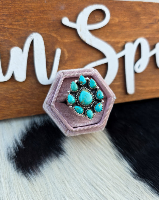 The Ariel Turquoise Cluster Adjustable Ring