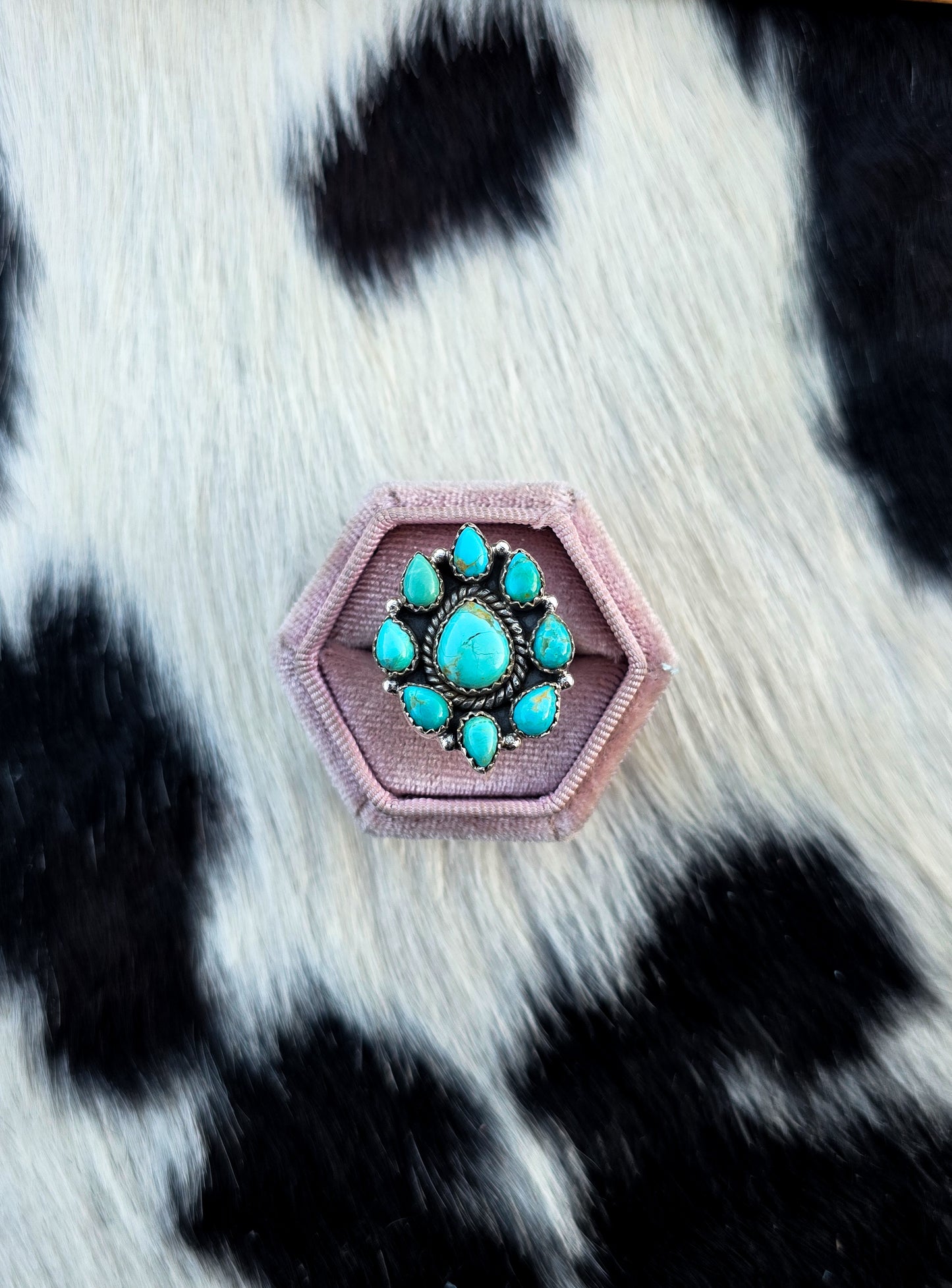 The Ariel Turquoise Cluster Adjustable Ring