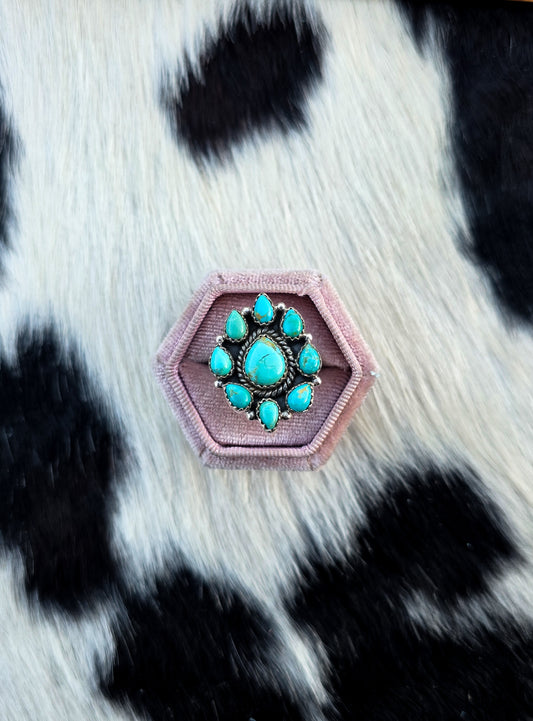 The Ariel Turquoise Cluster Adjustable Ring