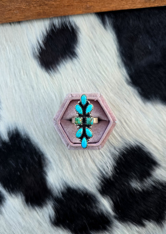 The Kaitlyn Turquoise Cluster Adjustable Ring