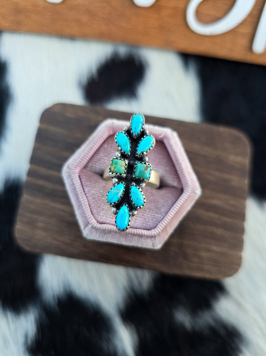 The Kaitlyn Turquoise Cluster Adjustable Ring