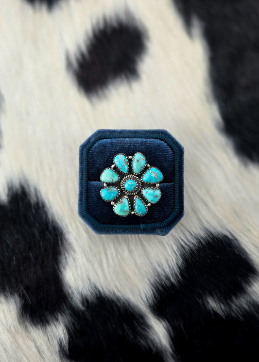 The Della White Water Turquoise Adjustable Ring