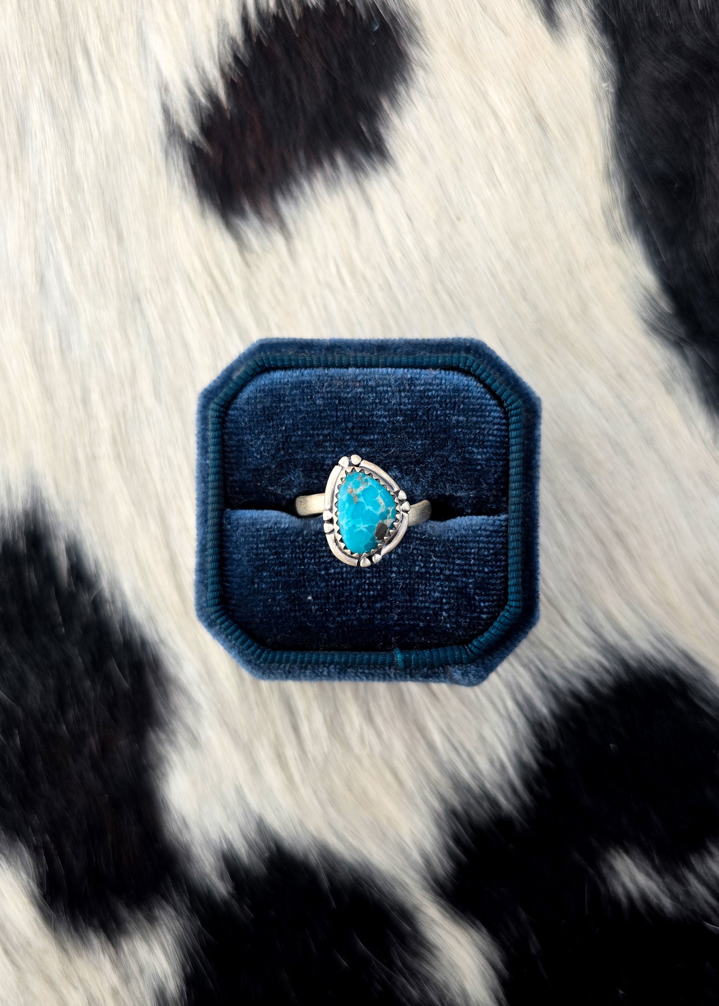 The Luna White Water Turquoise Adjustable Ring