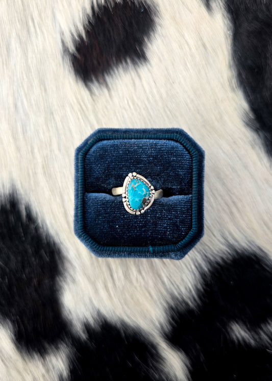 The Luna White Water Turquoise Adjustable Ring