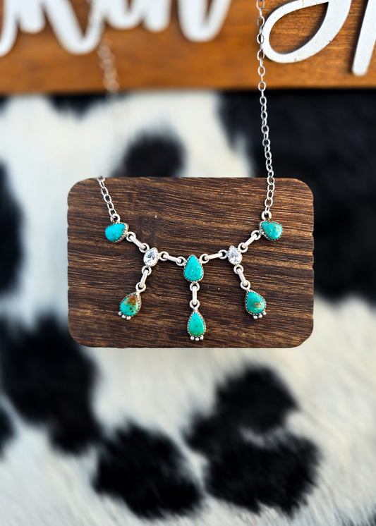 The Khloe White Water Turquoise & CZ Necklace