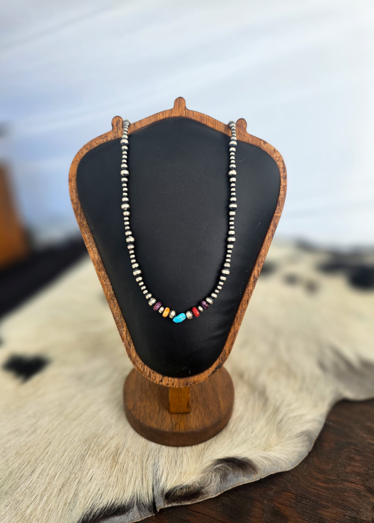 The Multi Spiny & Turquoise Sterling Silver Pearl Necklace