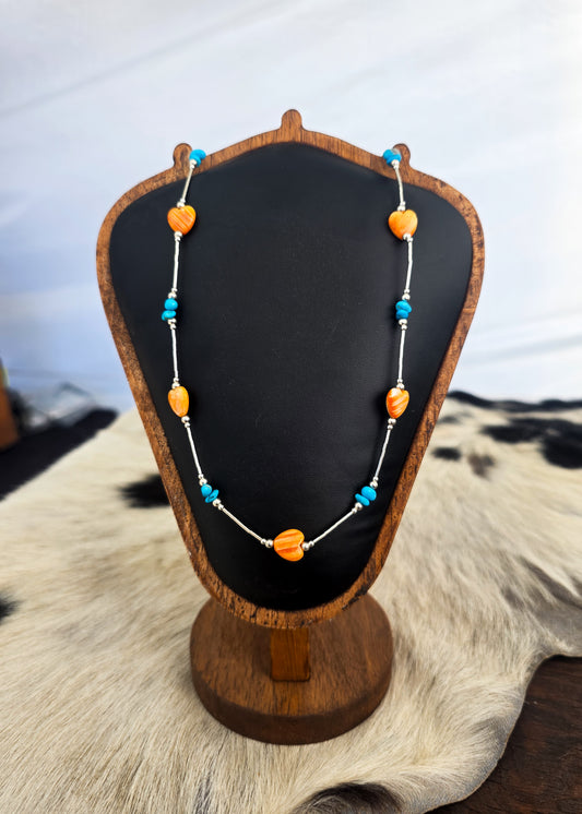 The Spiny Heart & Turquoise Liquid Silver Necklace