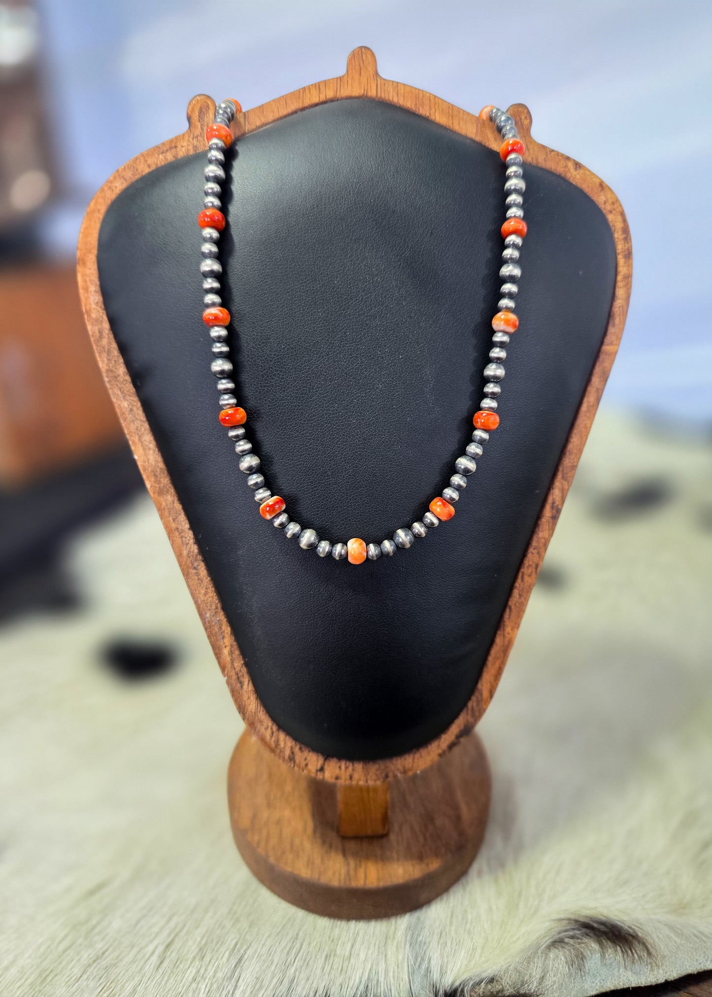 The Orange Spiny Sterling Silver Pearl Necklace