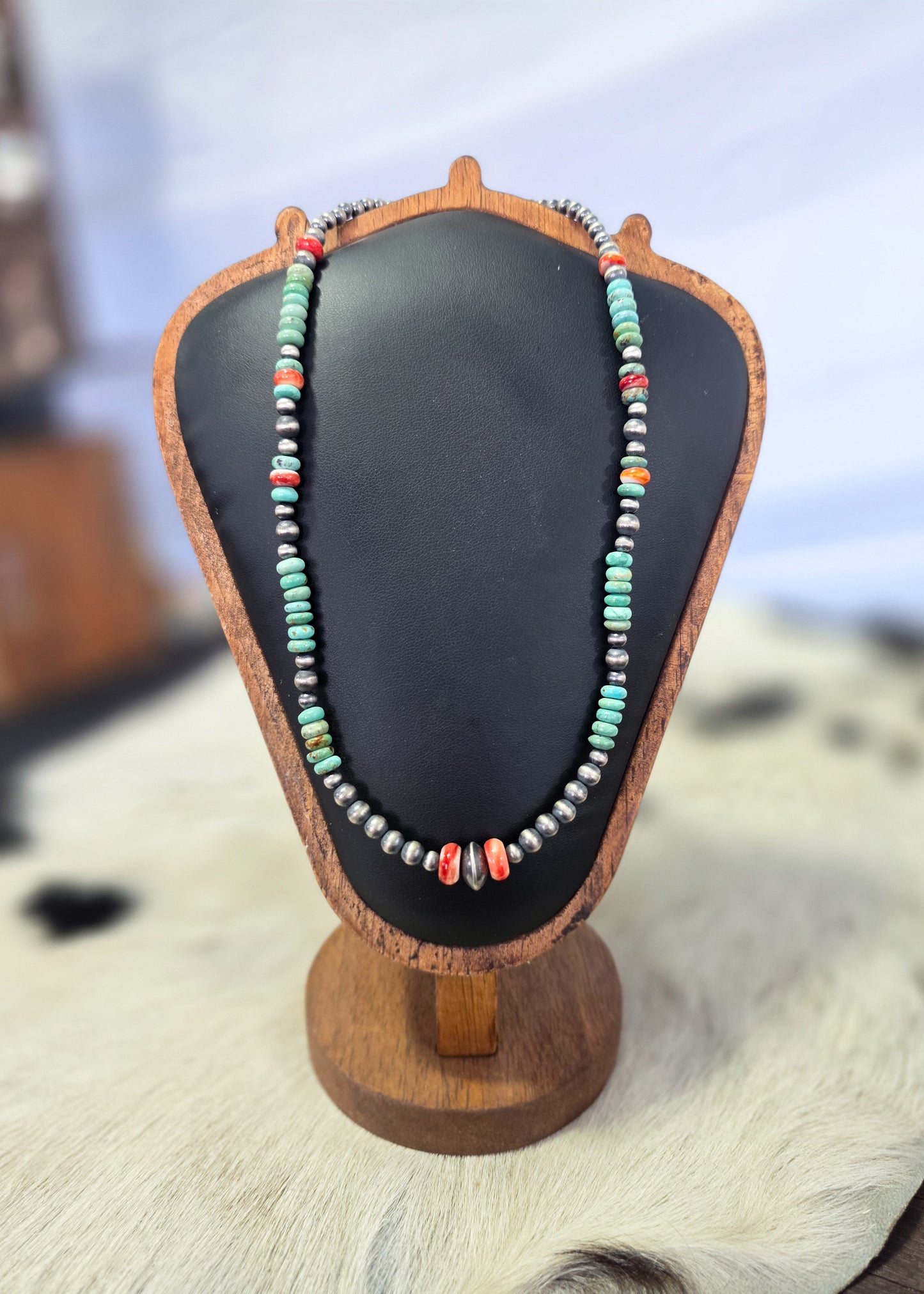 The Turquoise & Spiny Sterling Silver Pearl Necklace