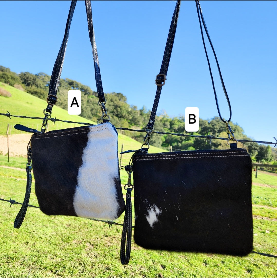 Simple Cowhide Crossbody Purse