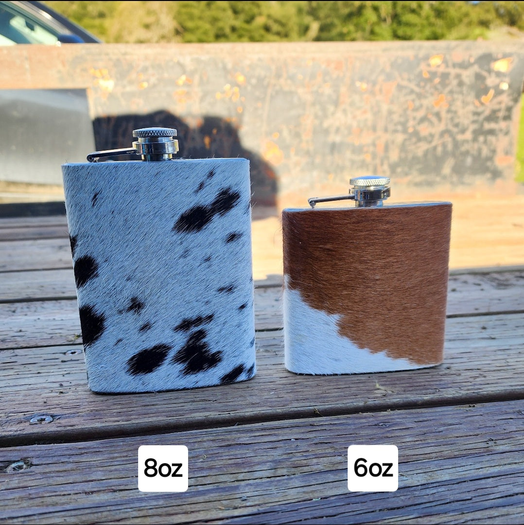 Tall 8oz Cowhide Flask