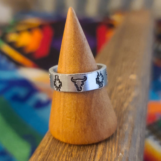 Aztec Bull Stamped Ring